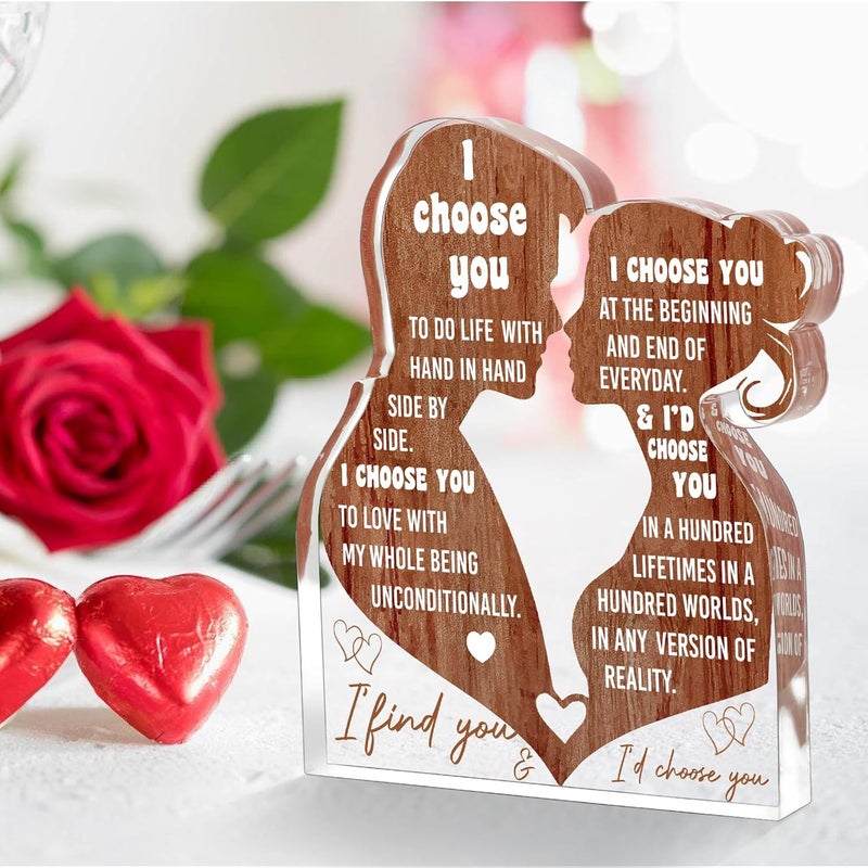 LuoHere Valentines Day I Love You Gifts for Her Him Wife Husband Boyfriend GF Girlfriend Anniversary Romantic Birthday Christmas Gifts Ideas for Her- Couples Wedding Gift for Women Men Desk Decor Acrylic Sign - Image 4